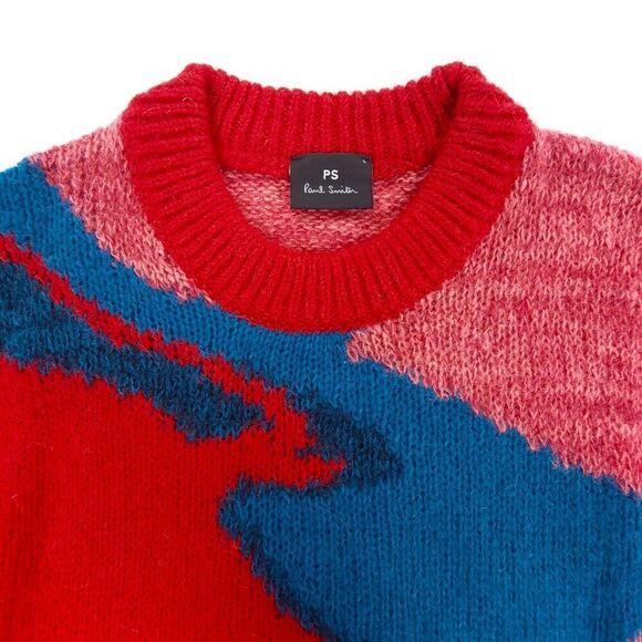 NEW Paul Smith Kid Mohair Harry Sweater Blue Jacquard Contemporary Swirl Large - Picture 3 of 8